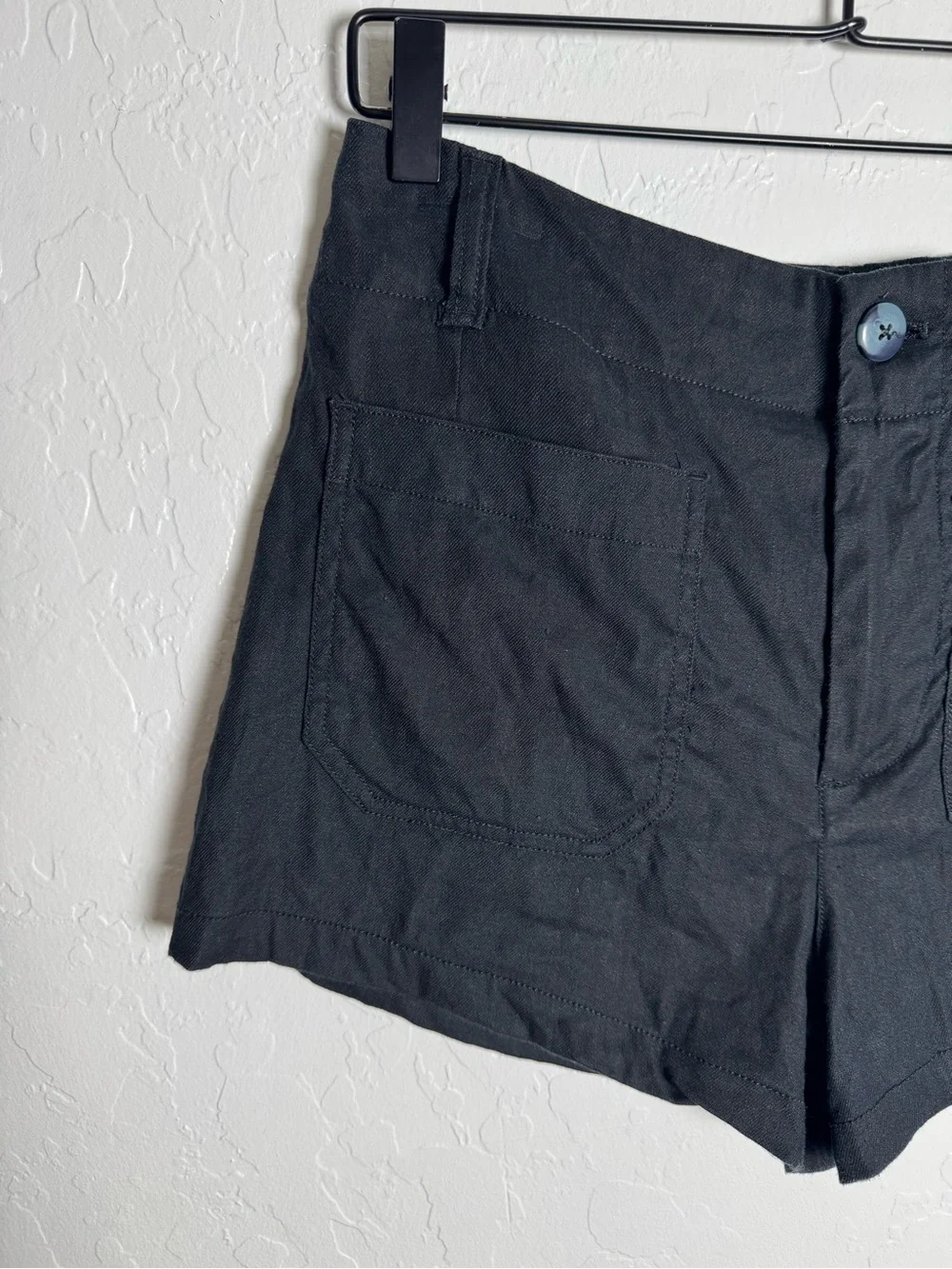 Maeve Anthropologie The Colette High Rise Shorts Black Linen Blend Size 29